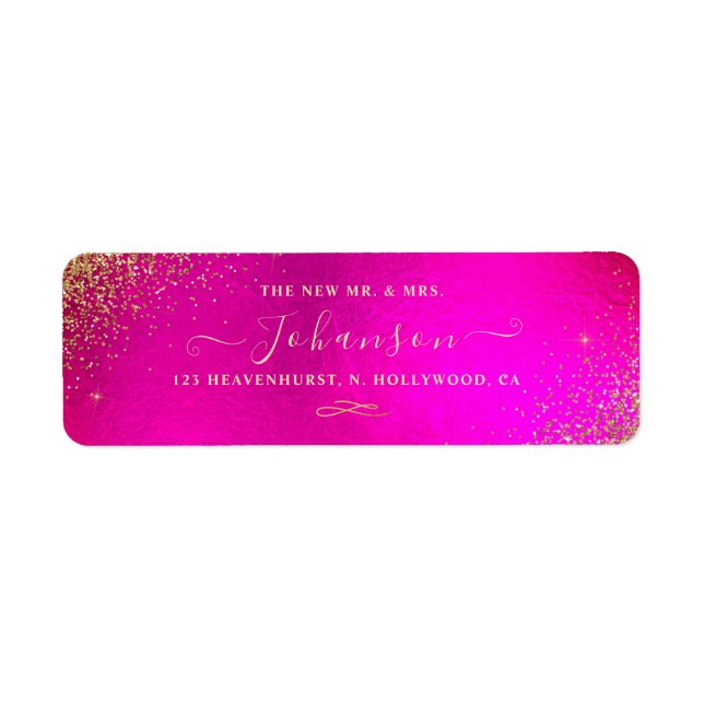 Fuschia+Faux Gold Glitter Return Address (Front)