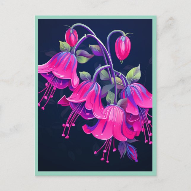 FUSCHIA FLOWERS #1 POSTCARD (Front)
