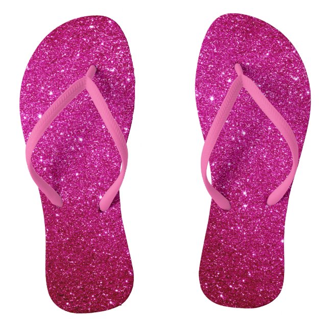 Fuschia Hot Pink Glitter and Glam  Jandals (Footbed)