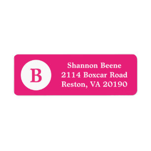 Fuschia Monogram Dot Address Labels