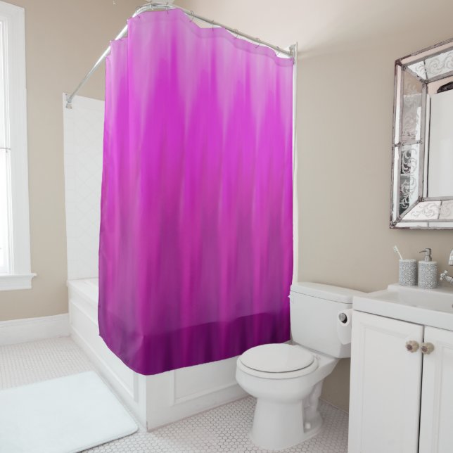 Fuschia Ombre Wave Shower Curtain (In Situ)