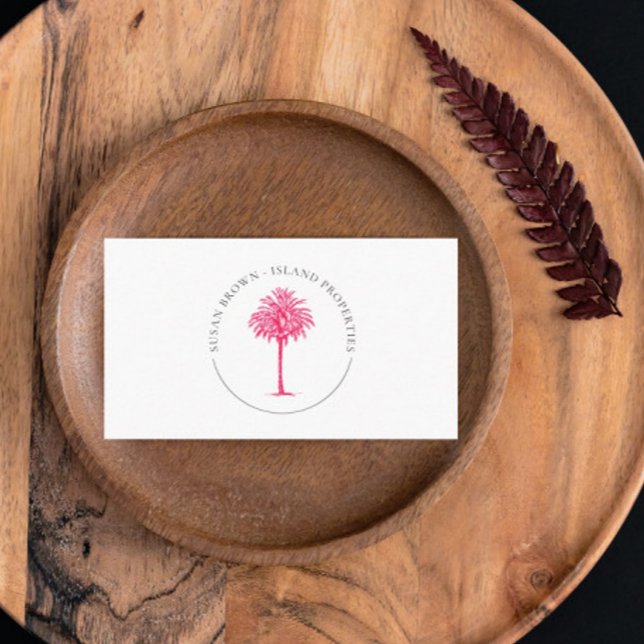 Fuschia Palm Tree Logo Business Card (Creator Uploaded)