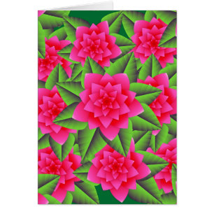 Fuschia Pink Camellias and Green Leaves