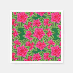Fuschia Pink Camellias and Green Leaves Napkin