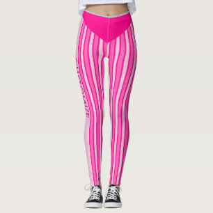 Fuschia & Pink Stripe Leggings w/ Custom Text