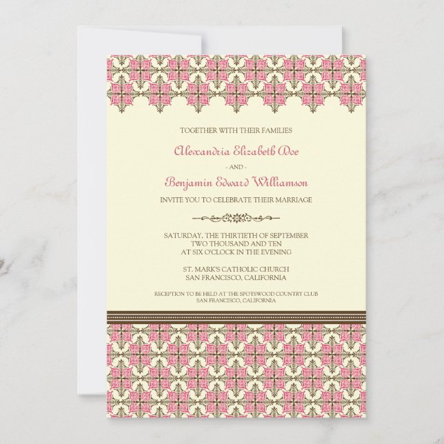 Fuschia Queen Anne's Lace Wedding Invitation (Front)