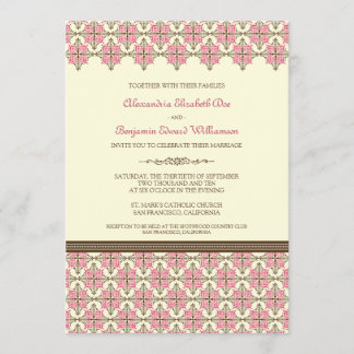 Fuschia Queen Anne's Lace Wedding Invitation