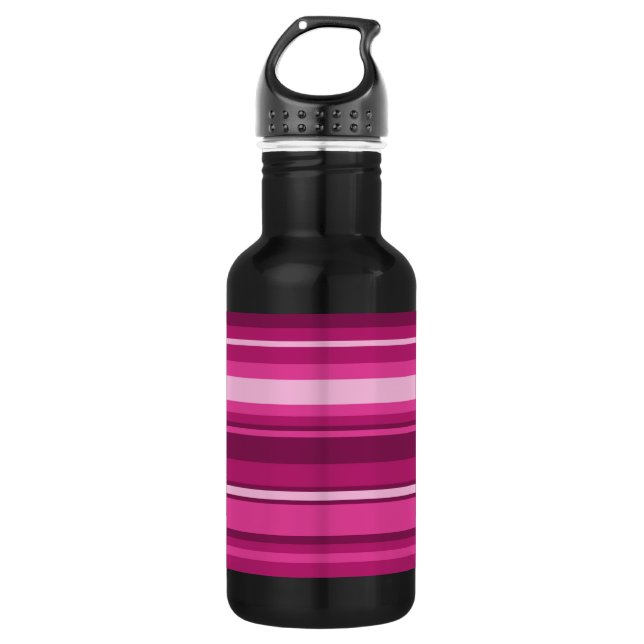 Fuschia stripes 532 ml water bottle (Front)