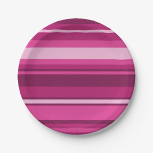 Fuschia stripes paper plate