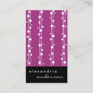 Fuschia Stylish Dots and Straw Business Cards