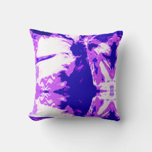Fuschia White Purple Abstract Art Flower Design Cushion