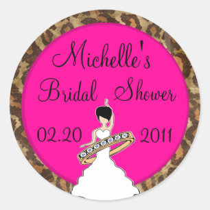 Fuscia Bridal Shower Stickers