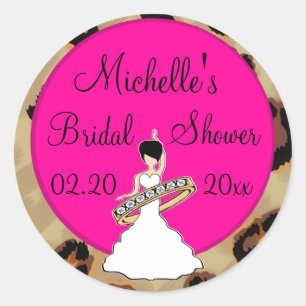 Fuscia Leopard Bridal Shower Stickers