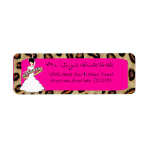 Fuscia Leopard Bride Address Labels