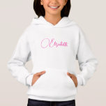 Fuscia Pink Replace Your Name Modern Elegant Girls<br><div class="desc">Kids Girls Hoodies Replace Your Name Text Modern Elegant Girls Clothing Apparel Template Personalised Fuscia Pink White Hooded Sweatshirt Pullover.</div>