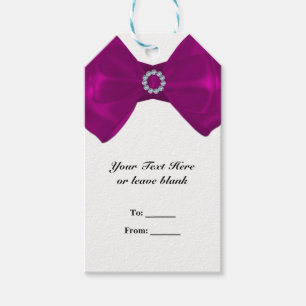 Fuscia Pink Ribbon & Diamonds Elegant Bridal Favou Gift Tags
