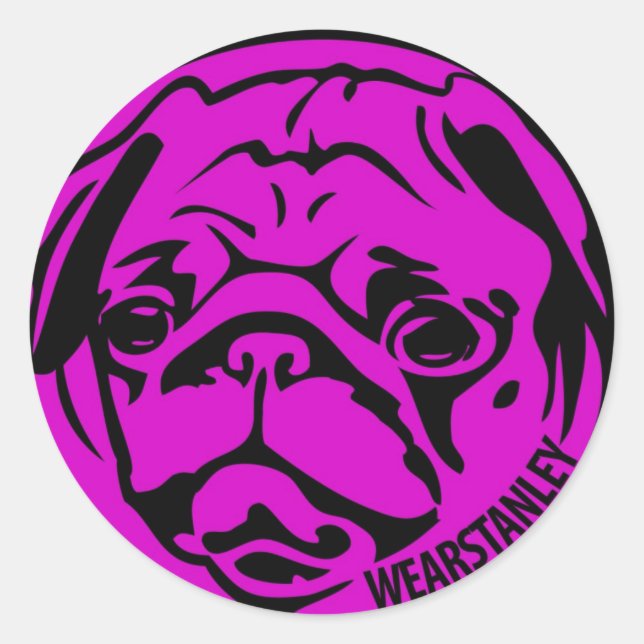 Fuscia Pug Sticker (Front)