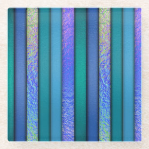 Fused Glass Look Art Ocean Blues Coaster