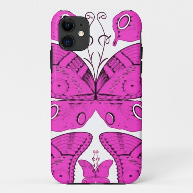 Fushia Butterflies Case-Mate iPhone Case (Back)