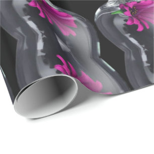 Fushia Floral Glass Pattern Wrapping Paper
