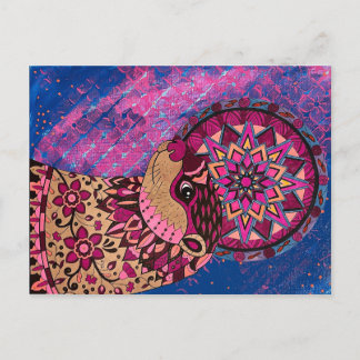 Fushia Floral Otter Postcard