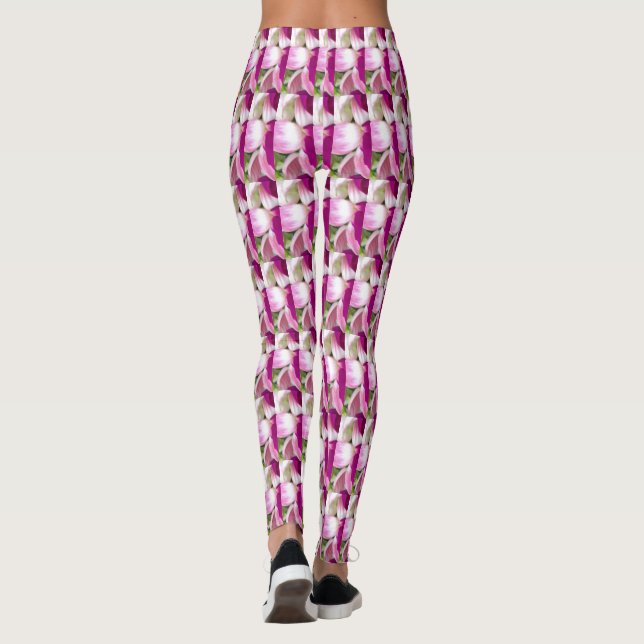 Fushia green lavender white small print leggings (Back)