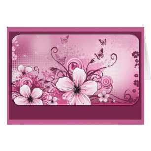Fushia Pink Floral Note Card