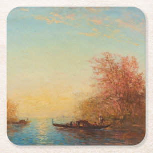 Fusine, Environs De Venise – Félix Ziem Square Paper Coaster