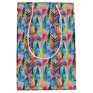 Fusion Harmony: Colorful Watercolor Batik Shibori  Medium Gift Bag