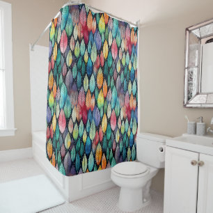 Fusion Harmony: Colorful Watercolor Batik Shibori  Shower Curtain