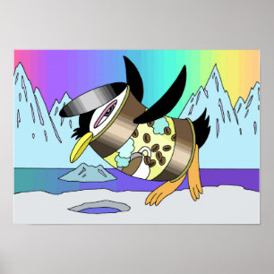 Fusion of canned coffee and penguins. poster