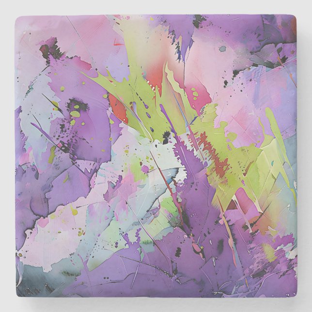 "Fusion of Hues" Contemporary Abstract Art     Stone Coaster (Front)