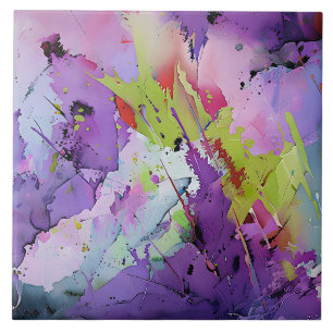 "Fusion of Hues" Contemporary Abstract Art     Tile