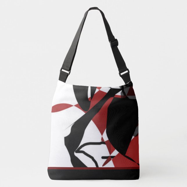 Fusion-Red, Black and White Elementals Crossbody Bag (Front)