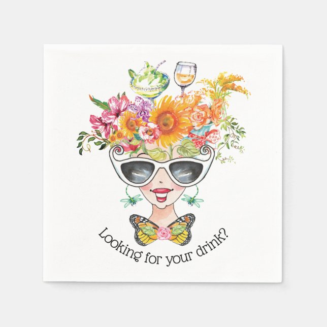 Fussy Flower Girl Party Babe Paper Napkin (Front)