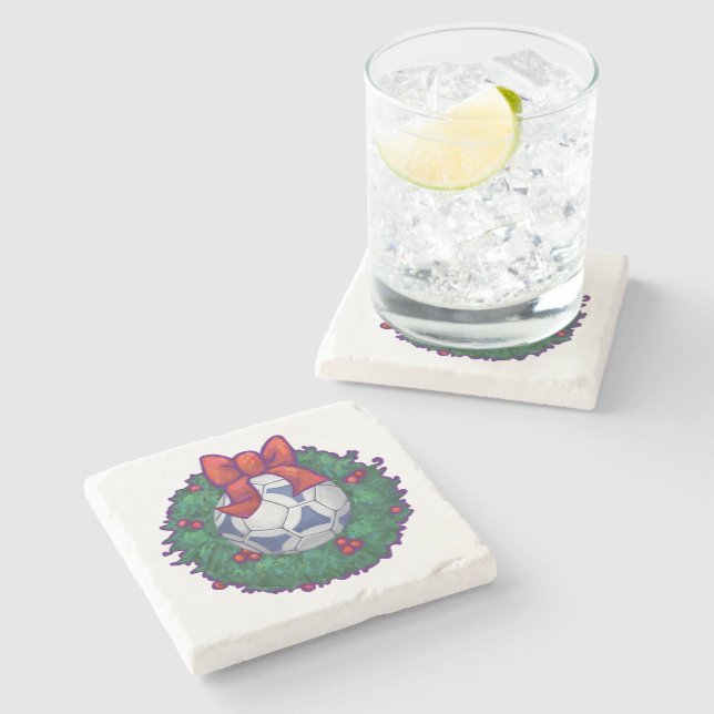 Futbal Christmas Stone Coaster (Side)