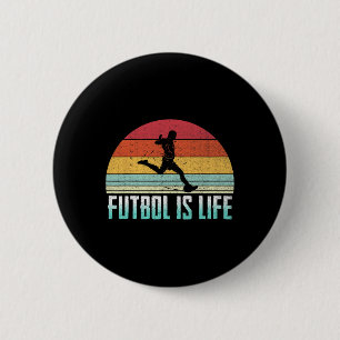 Futbol Is Life Retro Vintage Soccer Player Costume 6 Cm Round Badge