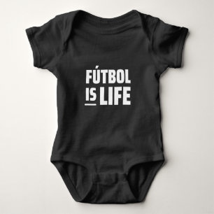 futbol is life, soccer, football, amercian footbal baby bodysuit