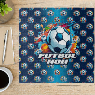 Futbol Mum Soccer Ball Pattern Jigsaw Puzzle
