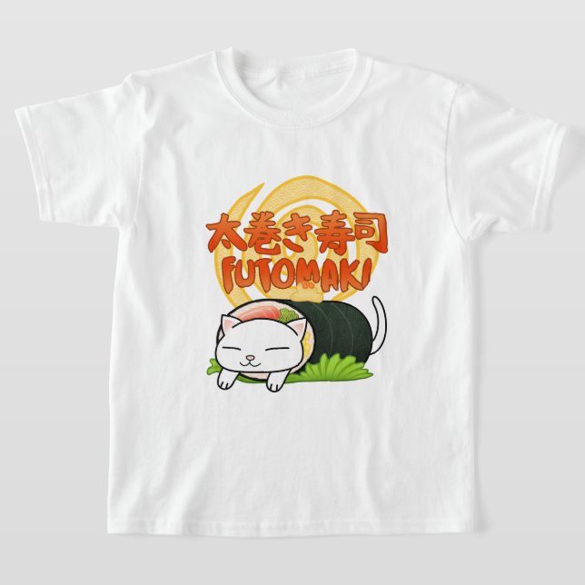 Futomaki Sushi Cat T-Shirt (Laydown)