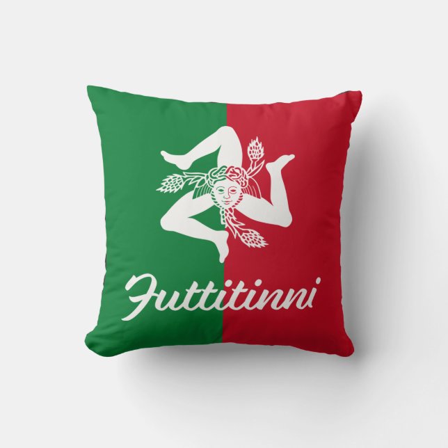 Futtitinni Sicily Trinacria Throw Pillow (Front)