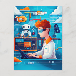 Future AI and Robotics Dream for Kids Holiday Postcard