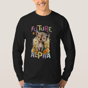 future alpha wolf with flowers cute wolves animal T-Shirt
