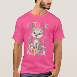 future alpha wolf with flowers cute wolves animal T-Shirt