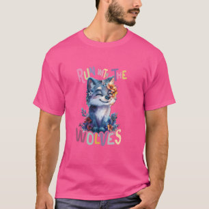 future alpha wolf with flowers cute wolves animal T-Shirt