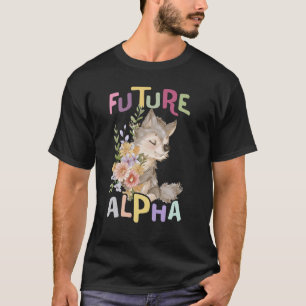 future alpha wolf with flowers cute wolves animal T-Shirt