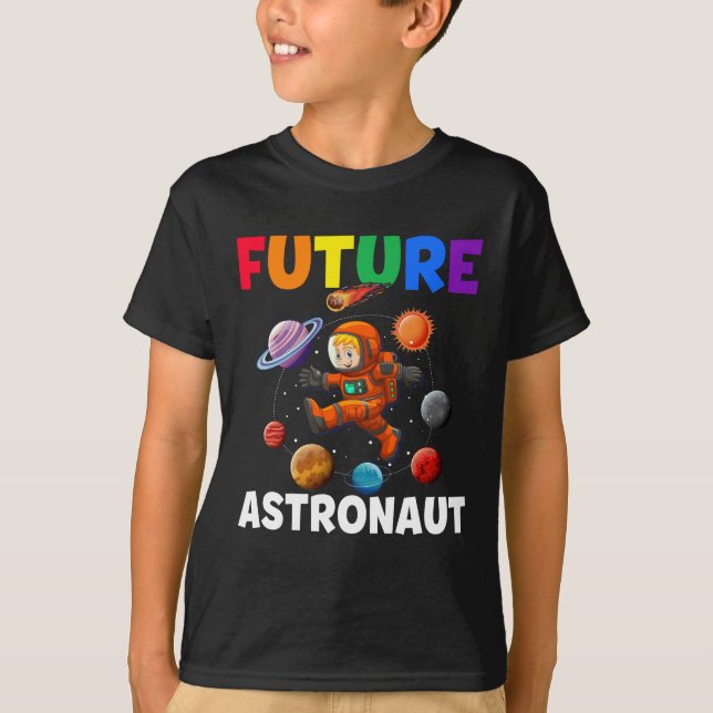 Future Astronaut Kids Space Suit Planets Science T-Shirt (Front)