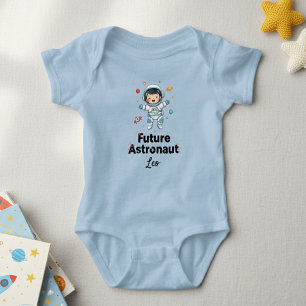 Future Astronaut  Personalized Light Blue  Bodysui Baby Bodysuit