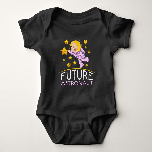 Future Astronaut With Planets Funny Gift For Girl Baby Bodysuit (Front)