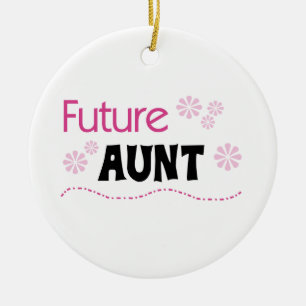Future Aunt Black and Pink T-shirts and Gifts Ceramic Tree Decoration